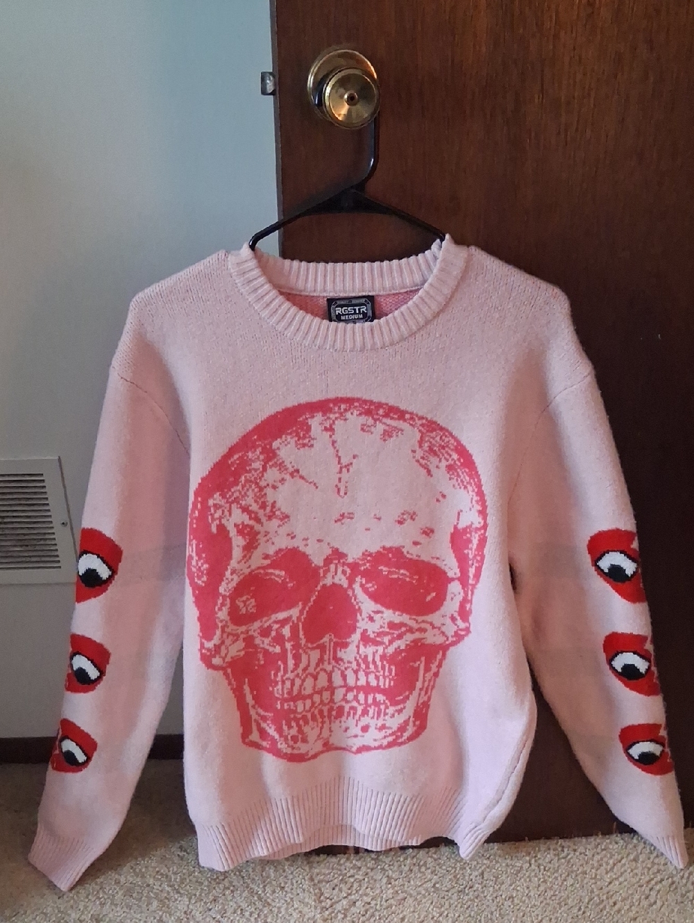 Pink Skull Graphic Crewneck Sweater
